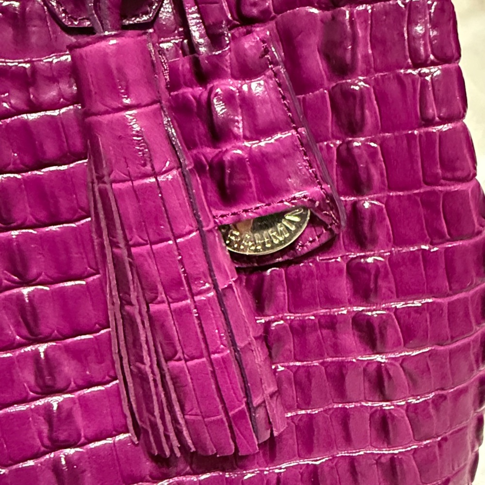 Brahmin Fuchsia Crocodile-Embossed Tote - Picture 4 of 9